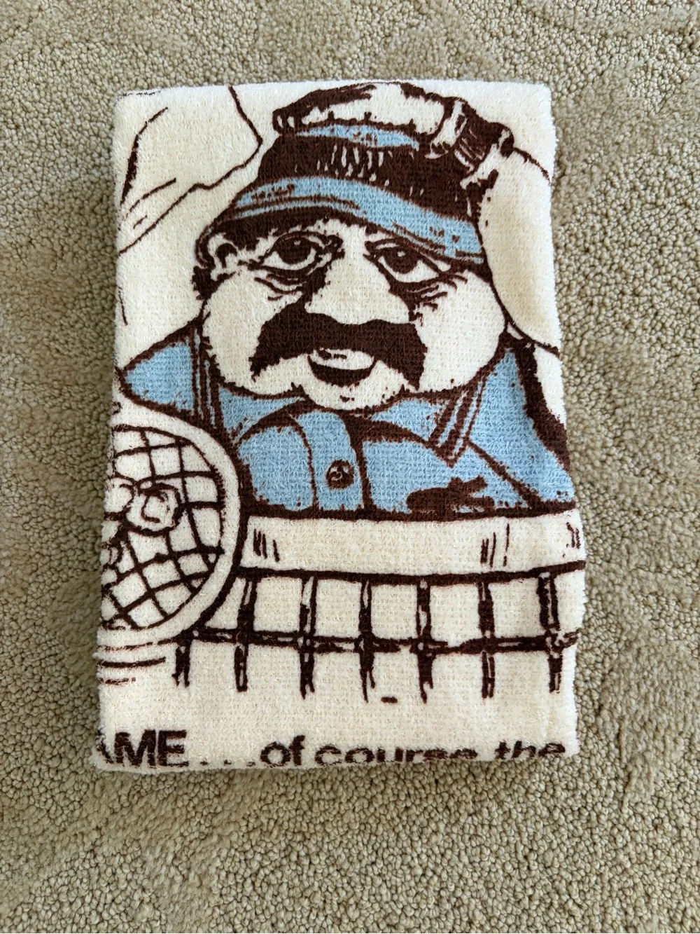 Novelty Tennis Print Hand Bath Towel - Off White